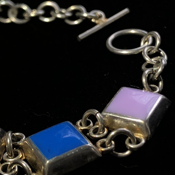 Vintage Mexico 925 Sterling Silver Multi-Stone Bracelet 7.25" - Picture 9 of 10